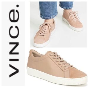 Vince JANNA Low Top Sneakers Boat Shoes Blush Nude Beige Color aka Oatmeal 9.5
